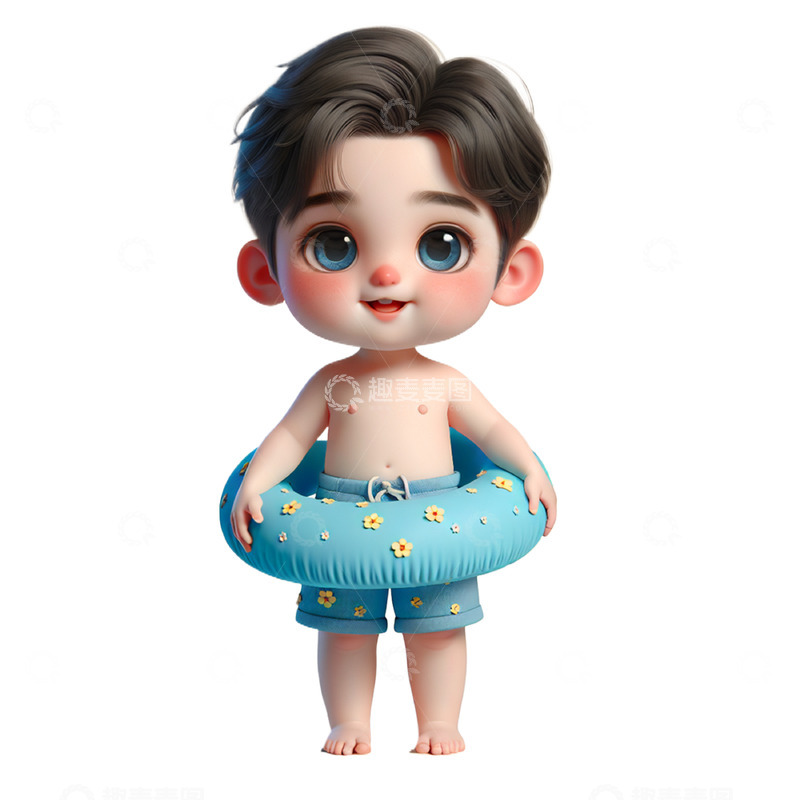 高清大图下载【趣麦麦图】游泳的小男孩立体素材