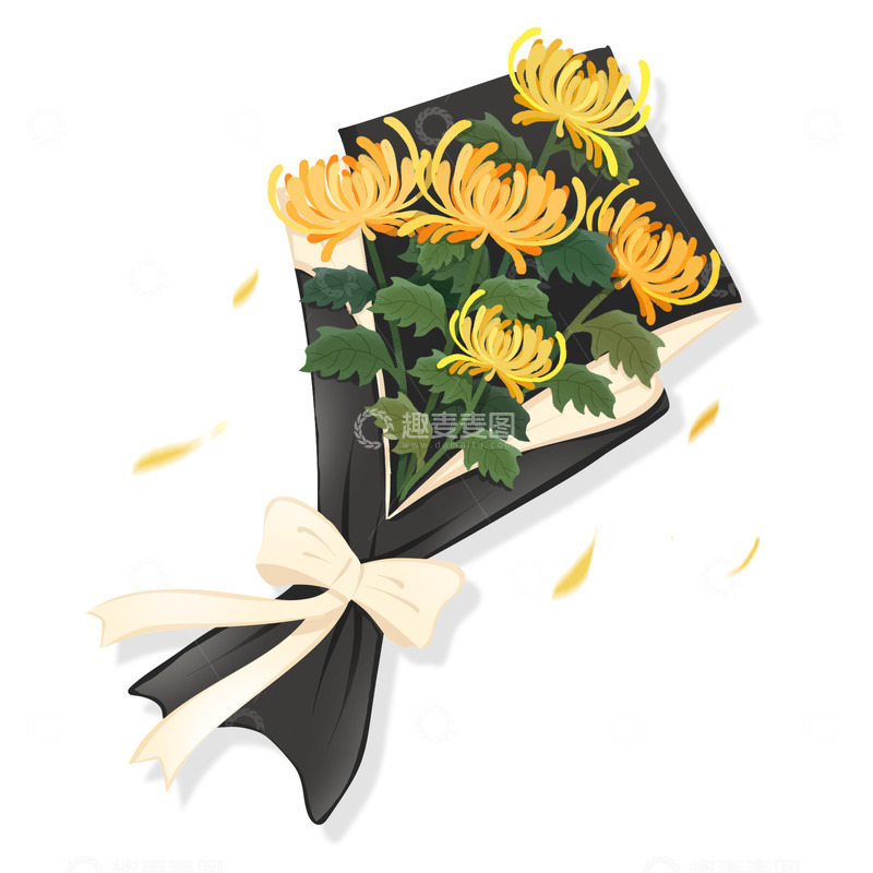 源文件下载【趣麦麦图】清明手捧花束菊花清明节手绘元素