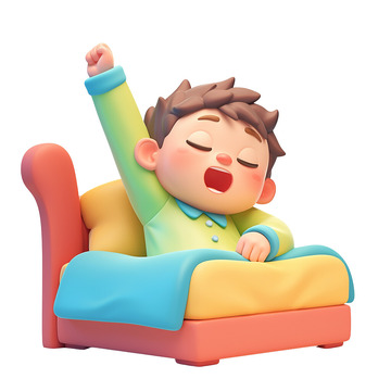 男孩子打哈欠伸懒腰国际睡眠日