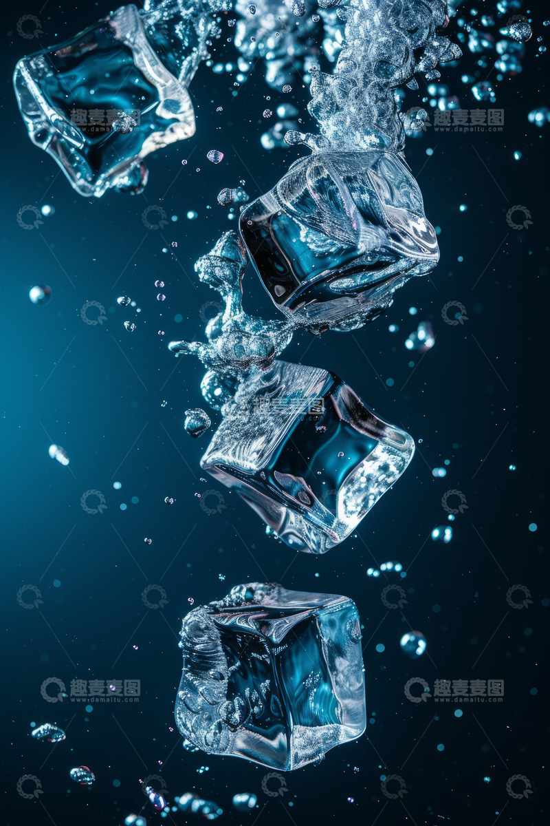 高清大图下载【趣麦麦图】冰块清凉一夏H5背景素材