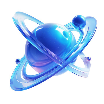 3D卡通彗星星球蓝色