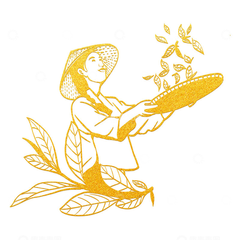 源文件下载【趣麦麦图】采茶女描金线描