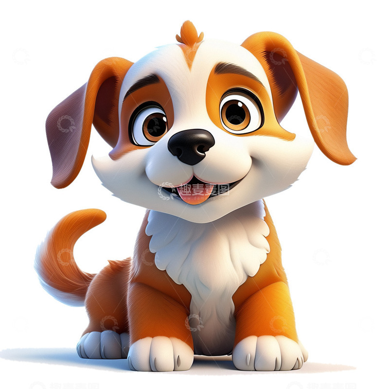 源文件下载【趣麦麦图】3D立体可爱小狗插画2
