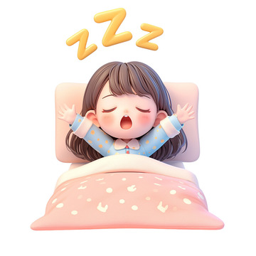 可爱的女孩子在床上熟睡
