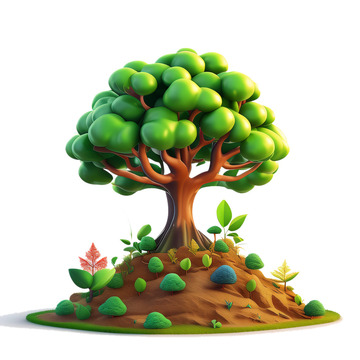 3D可爱风树木插画植树节