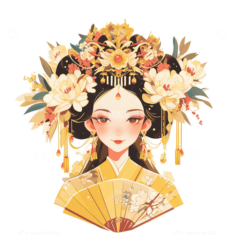 高清大图下载【趣麦麦图】黄色系戏剧女性头像