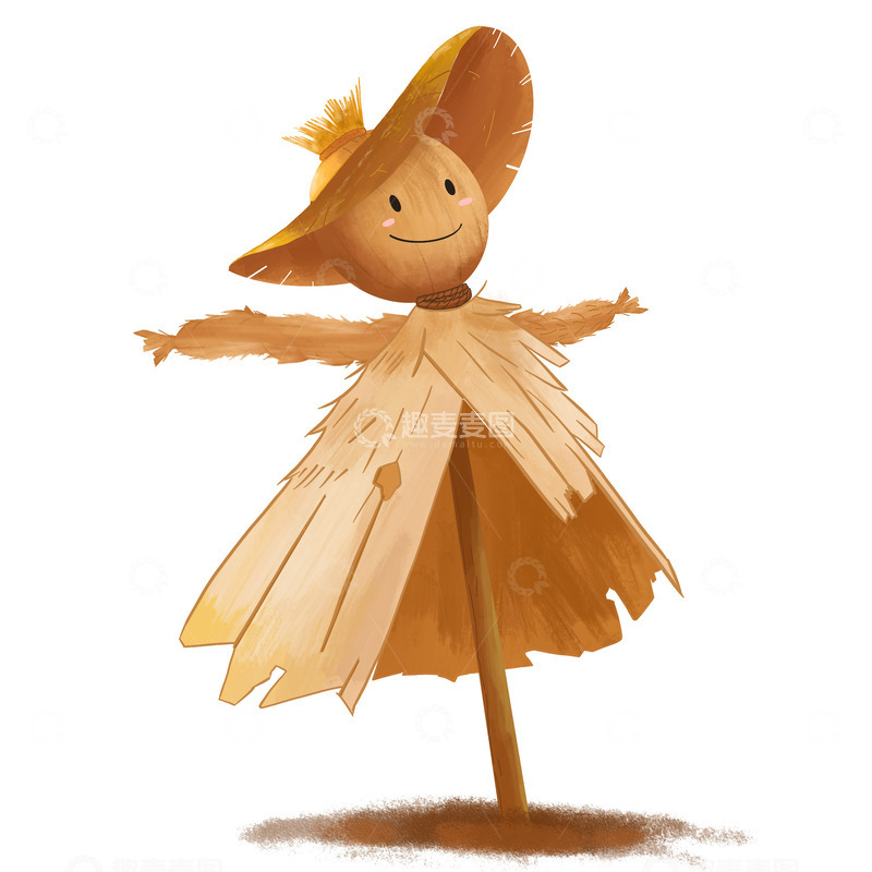 源文件下载【趣麦麦图】稻草人稻草芒种手绘卡通秋季