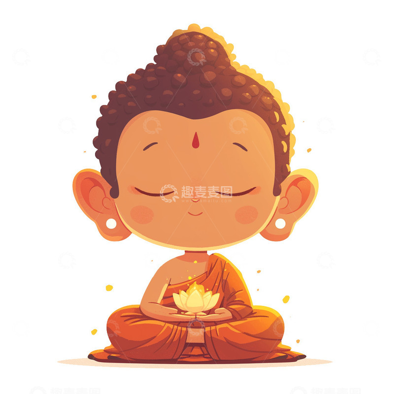 高清大图下载【趣麦麦图】卡通打坐佛祖祈福形象