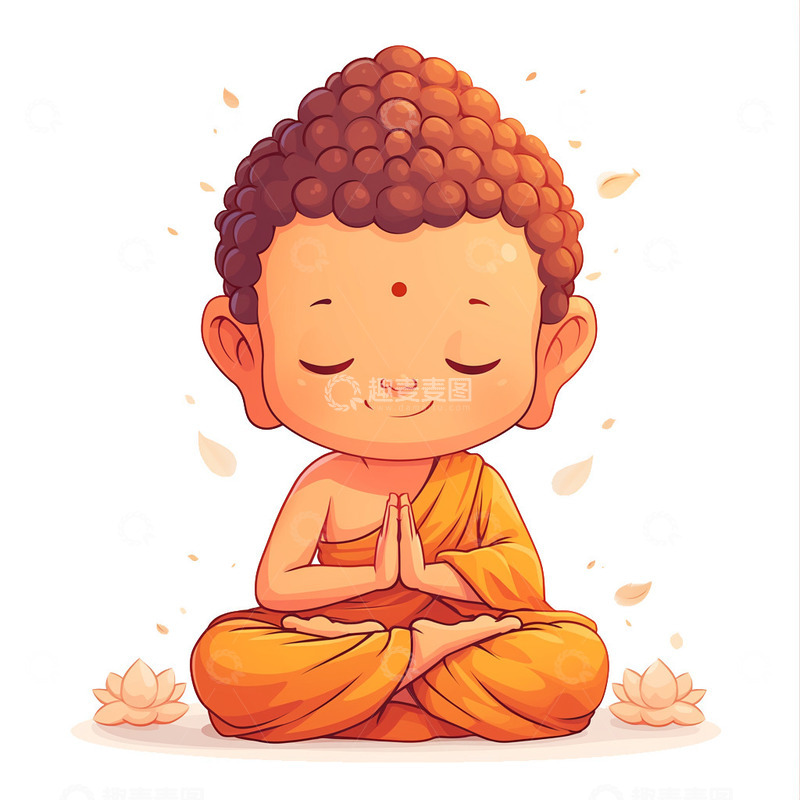 高清大图下载【趣麦麦图】卡通双手合十佛祖祈福形象