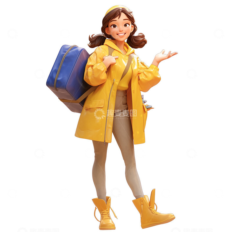 高清大图下载【趣麦麦图】3D春游户外出游女生