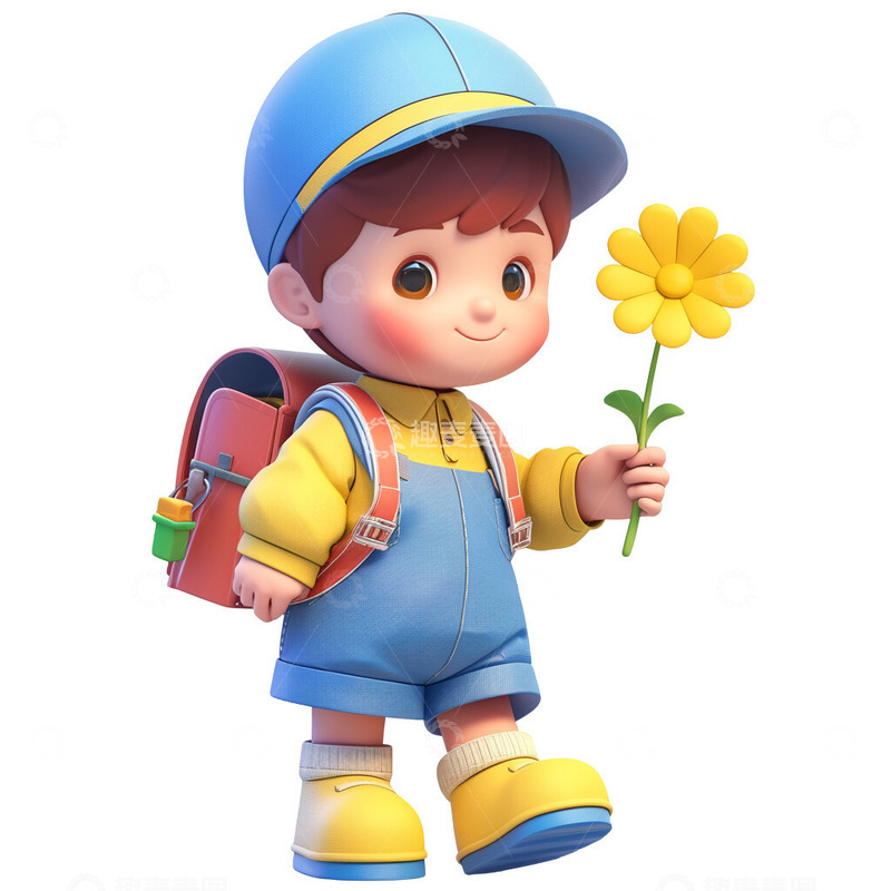 高清大图下载【趣麦麦图】-3D春游踏青小孩