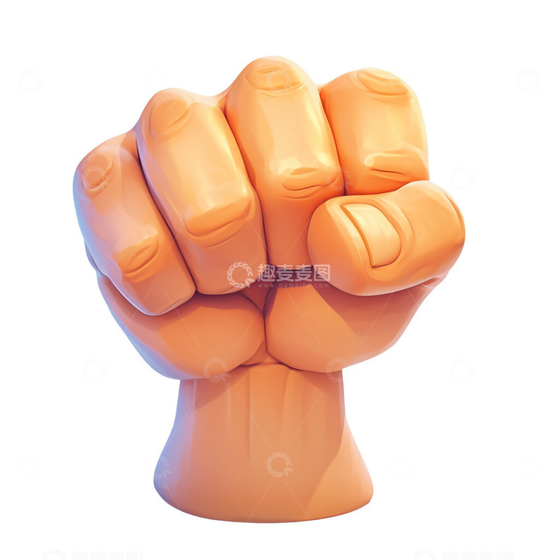 高清大图下载【趣麦麦图】3D风格卡通拳头插画