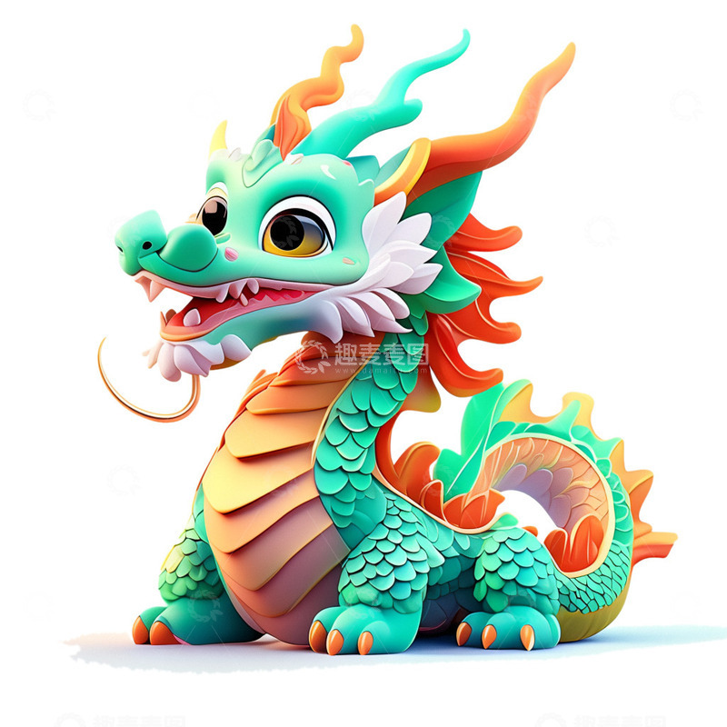 源文件下载【趣麦麦图】3D立体龙年龙生肖插画2