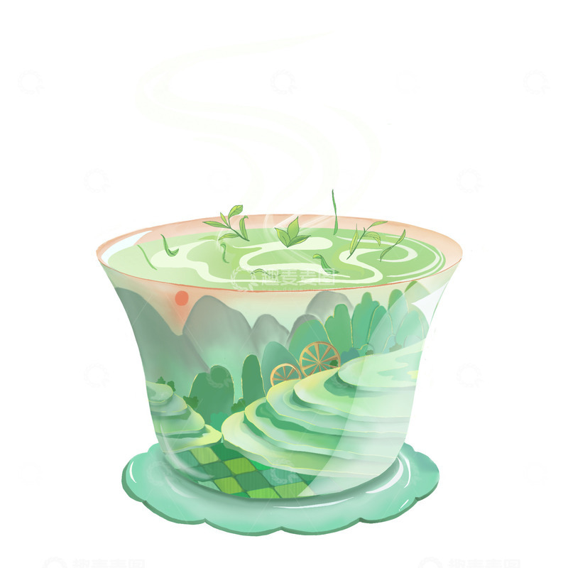 源文件下载【趣麦麦图】茶杯元素手绘