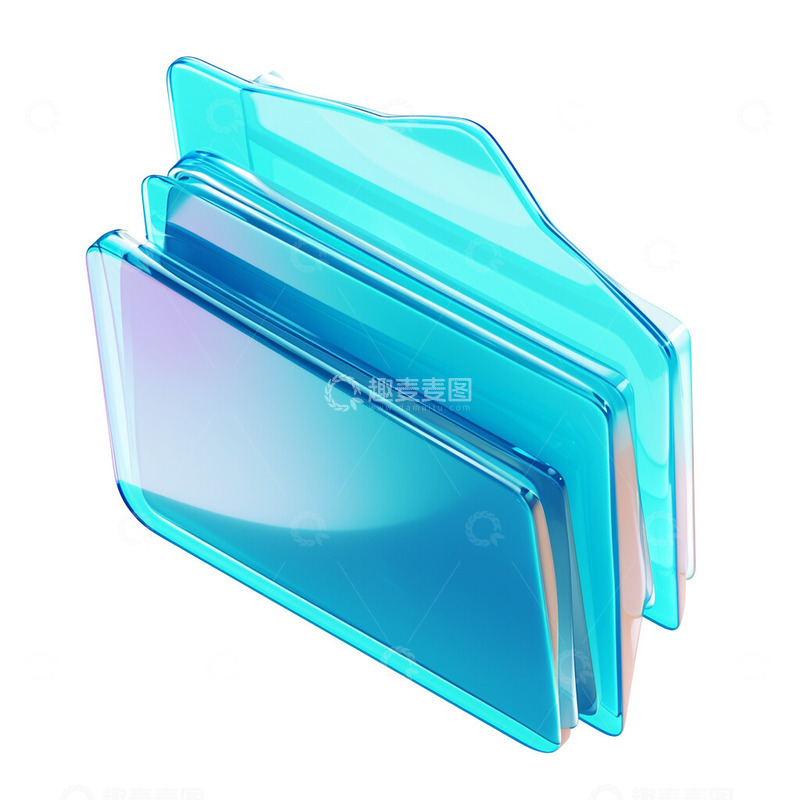 高清大图下载【趣麦麦图】3D玻璃立体文件夹图标