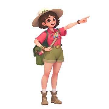 3D春游户外旅行女生