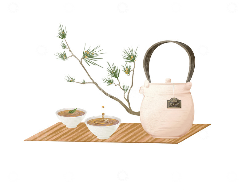 源文件下载【趣麦麦图】古风国风清新茶具茶杯