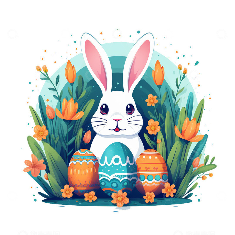 高清大图下载【趣麦麦图】卡通复活节兔子插画