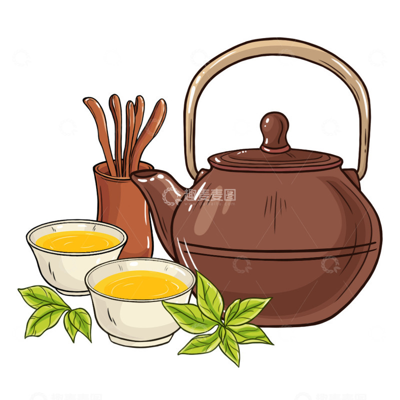 源文件下载【趣麦麦图】茶叶茶具茶杯组合