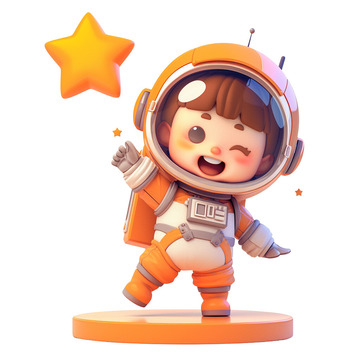 3D小小宇航员小朋友