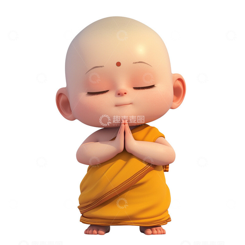 高清大图下载【趣麦麦图】3D小和尚沙弥