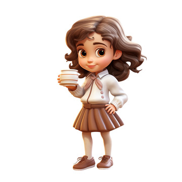 喝茶茶文化的女孩子3D