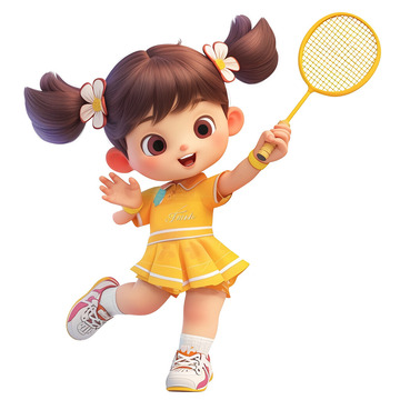 练习打网球的女孩