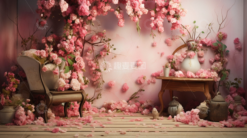 高清大图下载【趣麦麦图】春天桃花展板粉色华丽