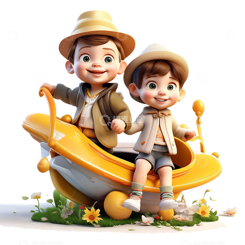 源文件下载【趣麦麦图】3D立体女孩春游插画2