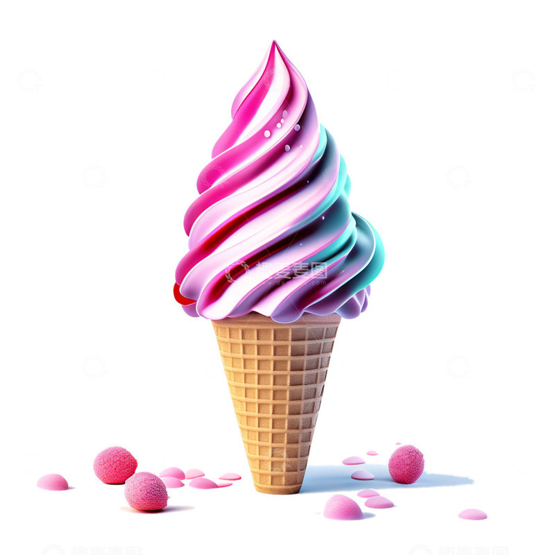 源文件下载【趣麦麦图】3D立体冰激凌插画2