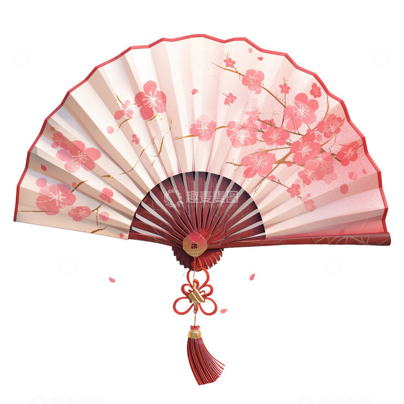 高清大图下载【趣麦麦图】中国中式桃花折扇扇子