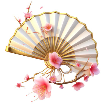 樱花折扇扇子插画