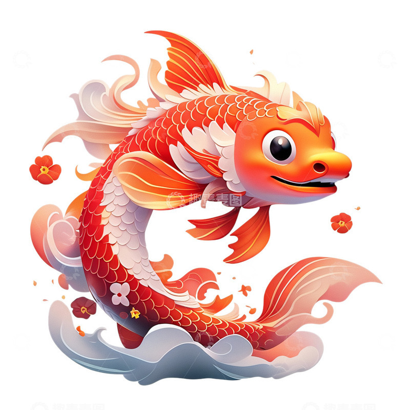 高清大图下载【趣麦麦图】中国风锦鲤3D