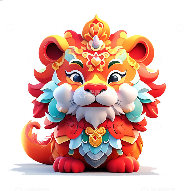 高清大图下载【趣麦麦图】中国风醒狮3D7
