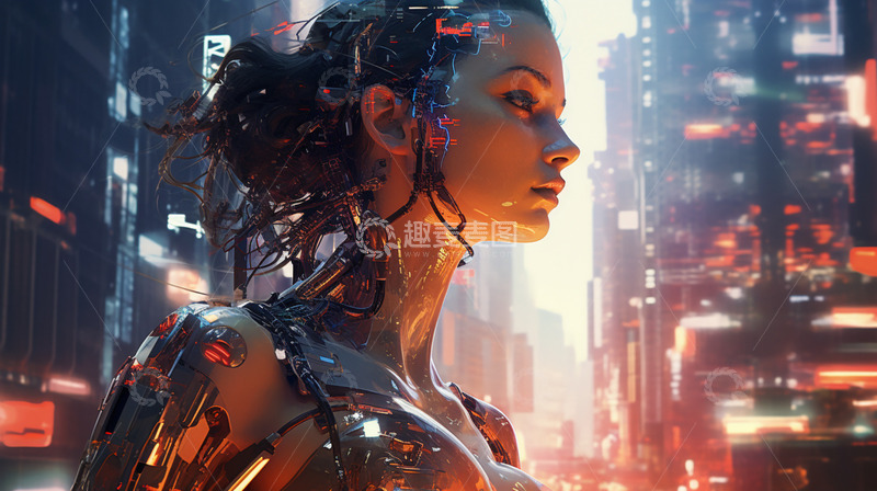 高清大图下载【趣麦麦图】未来科技机器女孩欧美玄幻城市