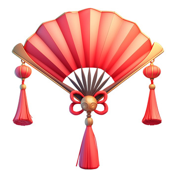 红色中式折扇扇子