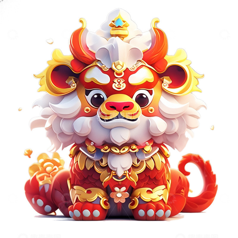 高清大图下载【趣麦麦图】中国风醒狮3D3