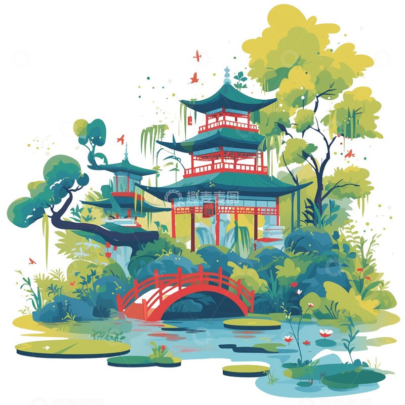 高清大图下载【趣麦麦图】中式亭子园林建筑2