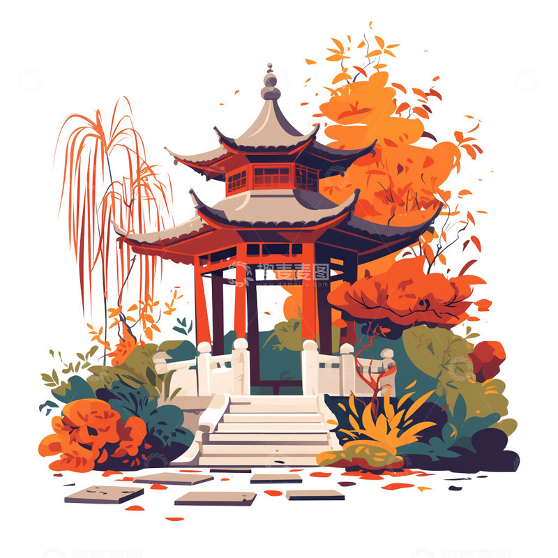 高清大图下载【趣麦麦图】中式亭子园林建筑