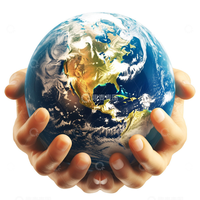 高清大图下载【趣麦麦图】地球一小时活动双手捧着地球