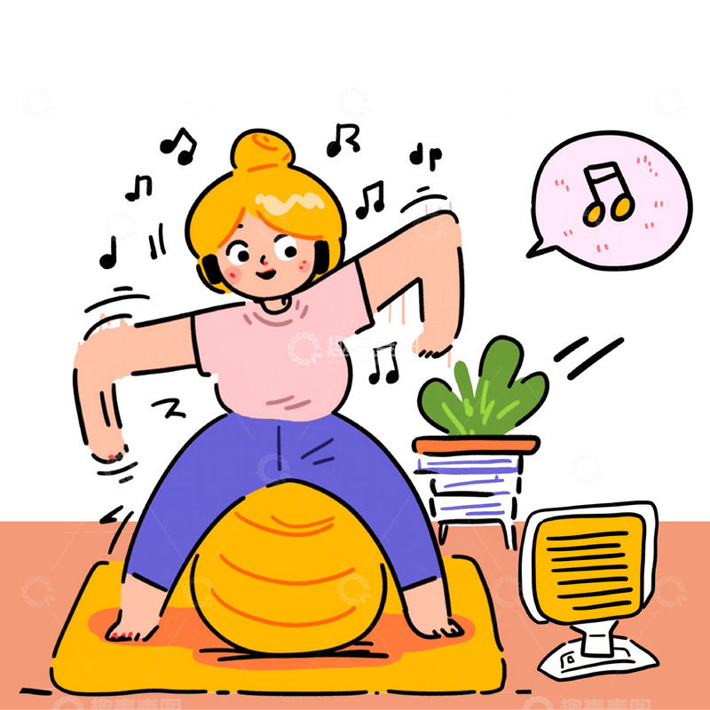 高清大图下载【趣麦麦图】瑜珈卡通人物素材