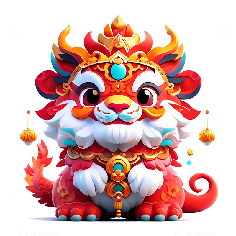 高清大图下载【趣麦麦图】中国风醒狮3D4