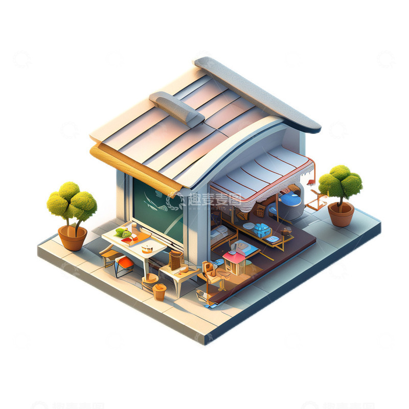 高清大图下载【趣麦麦图】卡通小摊立体4