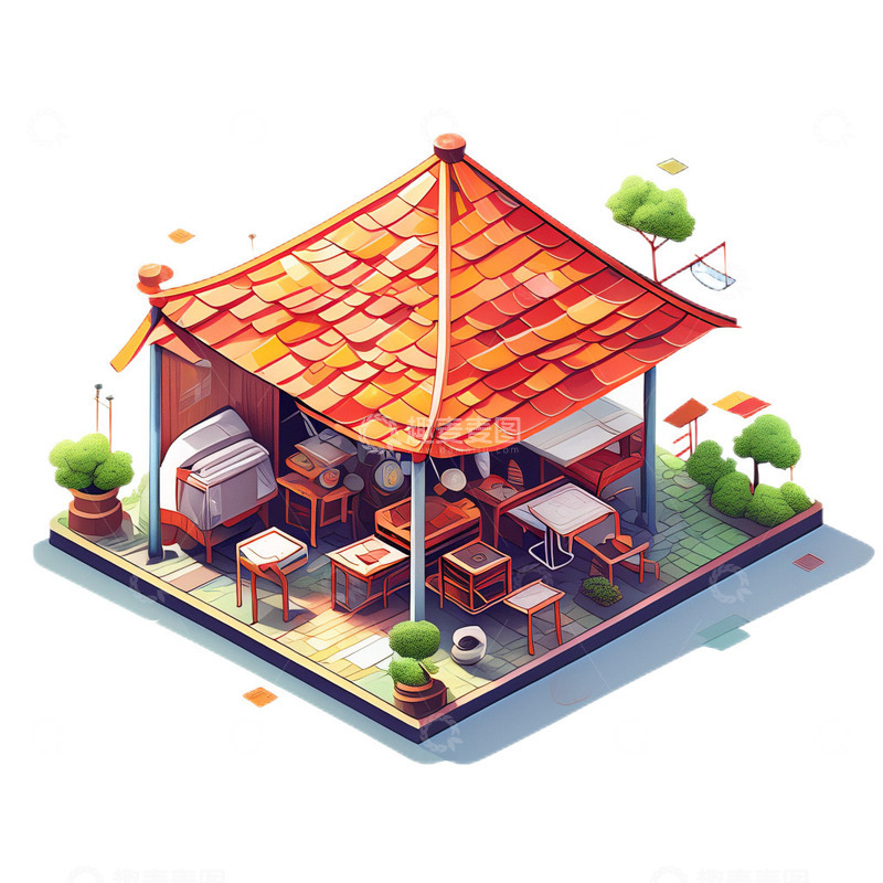 高清大图下载【趣麦麦图】小摊欧美3D立体3