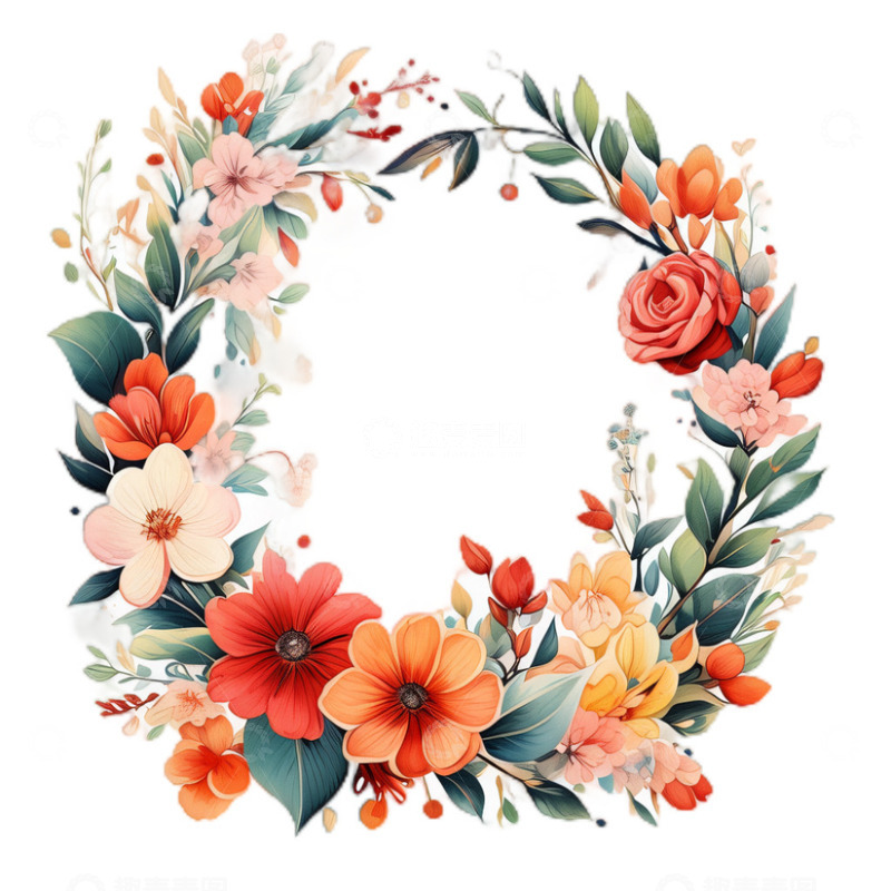高清大图下载【趣麦麦图】花环美式手绘边框2