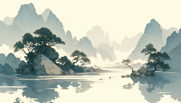 古风水墨江南山水