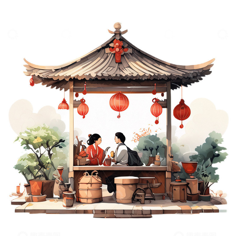 高清大图下载【趣麦麦图】中国风摊贩古风