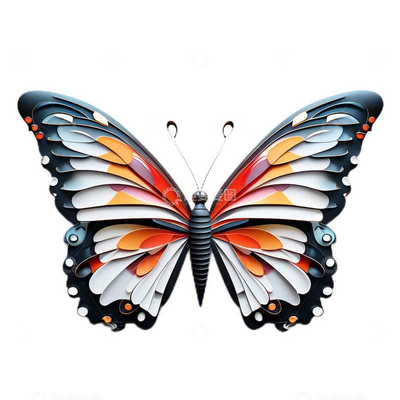 高清大图下载【趣麦麦图】蝴蝶立体正面标本2