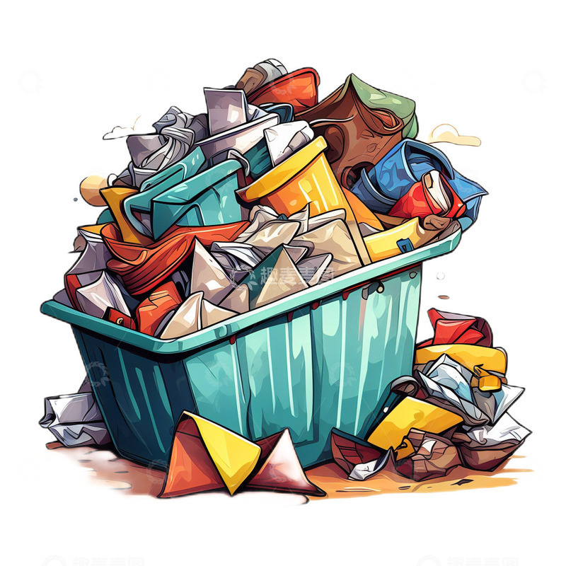 高清大图下载【趣麦麦图】垃圾堆美式手绘环保4