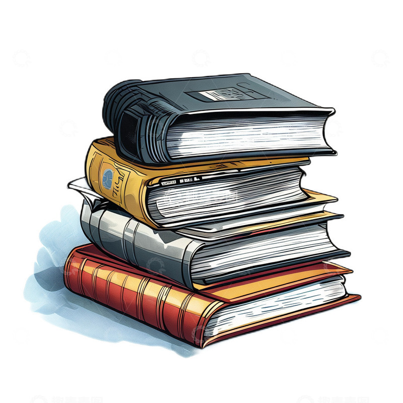 高清大图下载【趣麦麦图】书本一摞书漫画手绘4